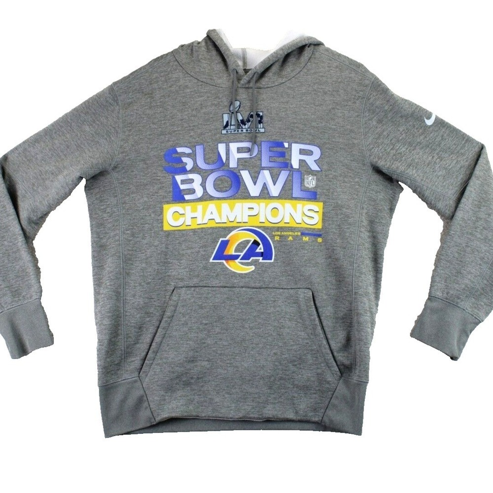 Nike Los Angeles Rams Super‎ Bowl LVI Champions Hoodie Gray Men's Size M NFL